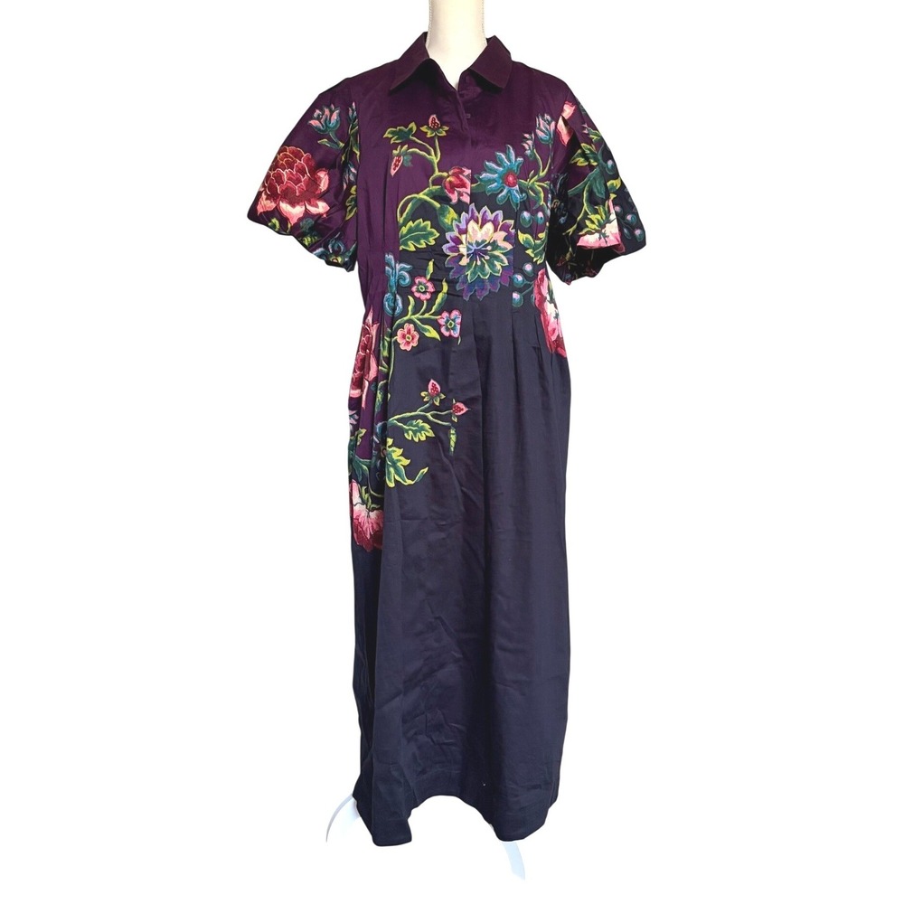 Tuckernuck Floral Midi Dress XL Button Front Shirt Dress NWT Statement Print - Picture 2 of 7